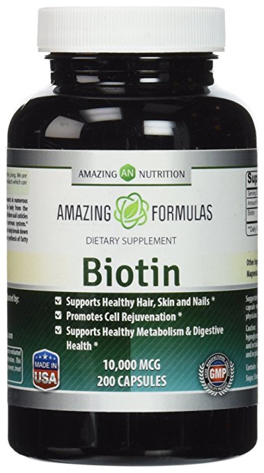 Amazing Nutrition Biotin 10,000 Mcg Dietary Supplement, 200 Capsules