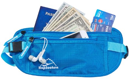 Hopsooken Travel Money Belt: Waist Pack for Running and Cycling, Rfid, Comfortable, Durable and Lightweight Hidden Travel Passport Wallets.