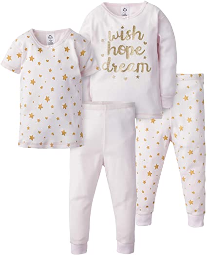 Gerber Baby Girls' 4-Piece Pajama Set