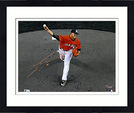 Framed Jose Fernandez Miami Marlins Autographed 11" x 14" Spotlight Photograph - Autographed MLB Photos