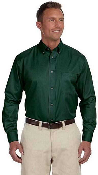 Men's Easy Blend Long-Sleeve Twill Shirt with Stain-Release