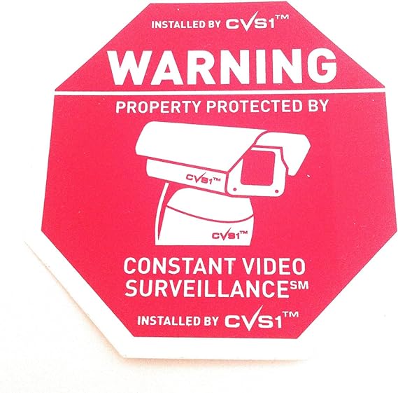 Security Camera Surveillance System CCTV Decal Set 6 Static Cling and 6 Outdoor Decals