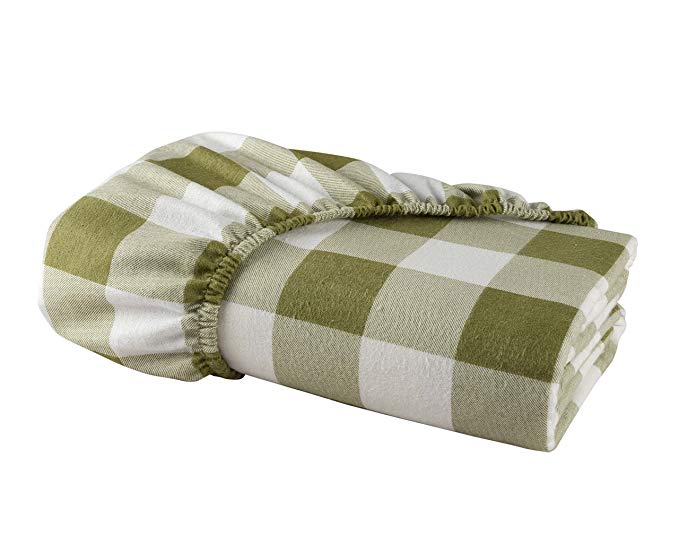 DELANNA Flannel Fitted Sheet 100% Brushed Cotton All Around Elastic 1 Fitted Sheet 54"x75" (Full, Buffalo SAGE)