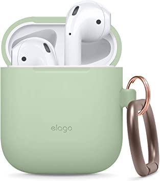 elago Silicone Case with Keychain Designed for Apple AirPods Case [Pastel Green]