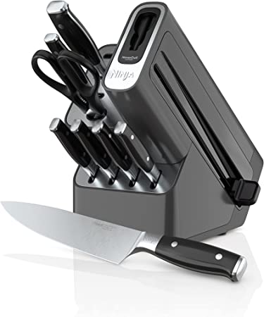 Ninja K32009 Foodi NeverDull Premium Knife System, 9 Piece Knife Block Set, Stainless Steel/Black