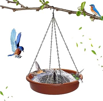 Meideli Bird Baths for Outdoors - Solar Bird Bath Fountains, Bird Bath Bowl with Solar Fountain Pump Bird Feeder Solar Powered for Outdoor Garden Yard Patio Lawn (Hanging Style)