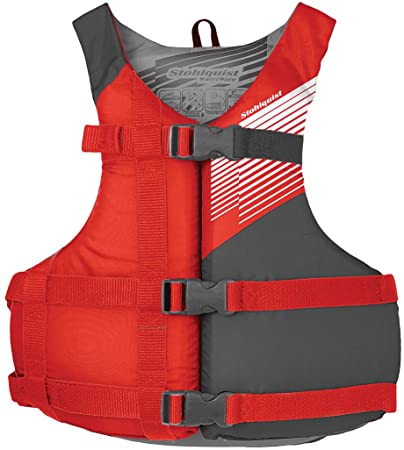 Stohlquist FIT Personal Floatation Device | Youth (50-90 Lbs) PFD Vest, High Mobility Life Jacket, Coast Guard Approved, Red/Gray