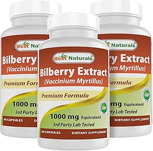 Best Naturals Bilberry 1000 Mg 90 Capsules (90 Count (Pack of 3))