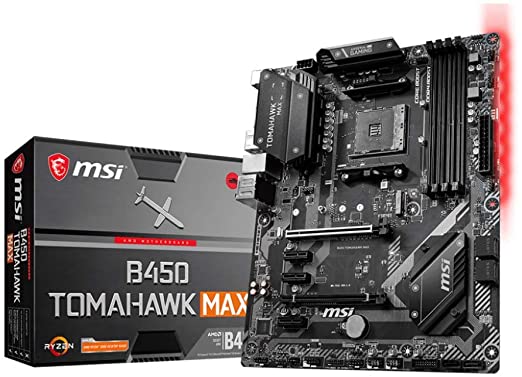 MSI B450 Tomahawk MAX Motherboard ATX, AM4, DDR4, LAN, USB 3.2 Gen2, Type-C, M.2, RGB Mystic Light Sync, HDMI, DVI-D, AMD RYZEN 1st, 2nd and 3rd Gen Ready