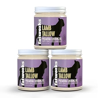 Fatworks Premium Lamb (Mutton) Tallow, 100% Grass-Fed Grass-Finished, Pasture Raised, Artisanally Rendered, Gourmet, Ethnic Cooking, Baking, Frying, WHOLE30 APPROVED, KETO, PALEO, 7.5 oz.