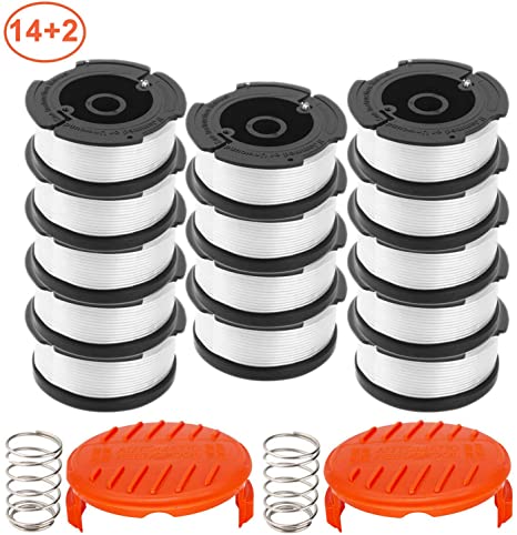 RONGJU 16 Pack Weed Eater Replacement Parts for Black&Decker AF-100, 14 Pack 30ft 0.065" String Trimmer Line Replacement Spools   2 Pack RC-100-P Caps&Springs (14 Spools   2 Caps   2 Springs)