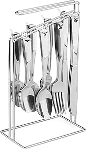 Piccadilly 24 Piece Stainless Steel Flatware Set with Wire Caddy, Service For 6