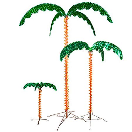 Deluxe Tropical LED Rope Light Palm Tree with Lighted Holographic Trunk and Fronds (7.0 Foot)