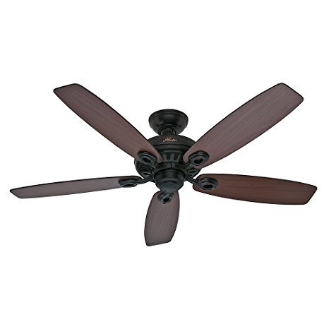 Hunter Fan Company 54111 Markham 52-Inch Matte Black Ceiling Fan with Five Harvest Mahogany/Roasted Walnut Blades