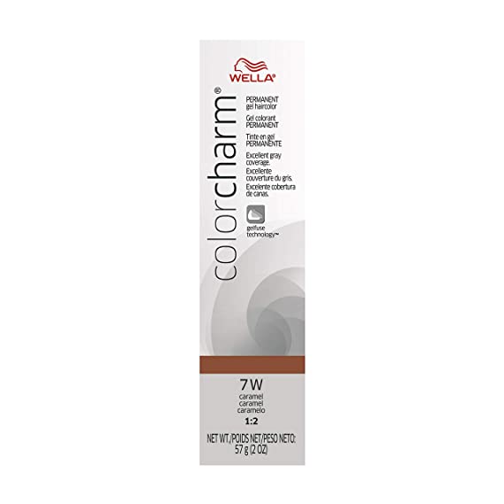 Wella ColorCharm Permanent Gel, Hair Color for Gray Coverage, 7W Caramel