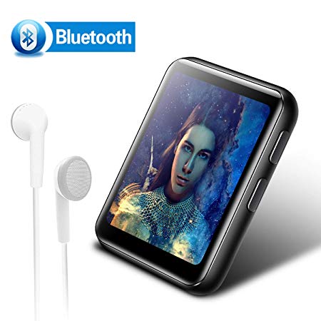 8GB Clip MP3 Player with Bluetooth, BENGJIE Portable Music Player with Headphones, HiFi Metal Audio Player with FM Radio,Voice Recorder,E-Book, 1.8 Inch Touch Screen Mini MP3 Player for Running, Black