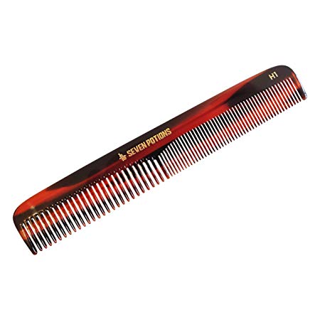 Hair Comb For Men 7.1 inch Fine and Coarse Tooth For Hair Beard And Moustache Hand Made and Sawcut Made In England (Hair Comb H1)
