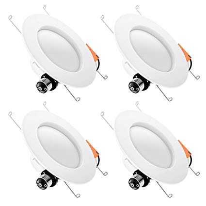 Hyperikon 6 Inch LED Downlight (5 Inch Compatible), Dimmable, 14W (75W Replacement), Retrofit LED Recessed Pot Light, 3000K (Soft White Glow), ENERGY STAR (4 Pack)