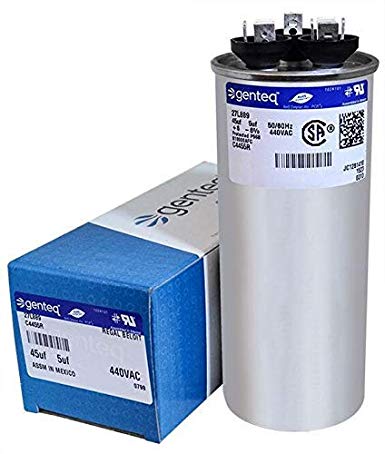 FAST SHIPPING! 45   5 uf MFD - GE / GENTEQ Capacitor 45/5 uf MFD 440 volt 27L889 (27L889 Replaces Old GE #s 97F9851s, 97F9851, & Z97F9851), 45   5 MFD at 440 Volts