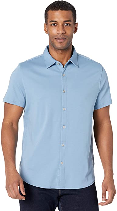 Calvin Klein Men's Short Sleeve Liquid Touch Polo Button Down Shirt