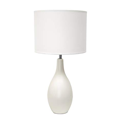 Simple Designs Home LT2002-OFF Oval Bowling Pin Base Ceramic Table Lamp, 9.45" x 9.45" x 18.11", Off White
