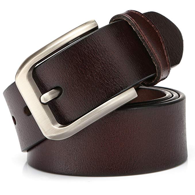 KeeCow Mens Leather Belt,100% Genuine Leather Belt for Men,Great for Suits/Jeans/Casual and Formal Wear,Suits Up To 44inch Waist,Black & Brown