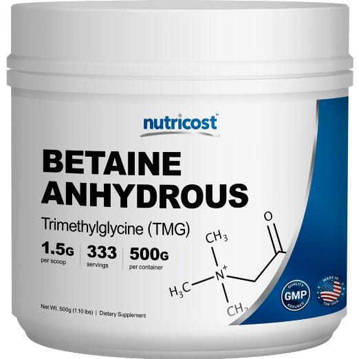 Nutricost Betaine Anhydrous Trimethylglycine (TMG) Powder 500 Grams