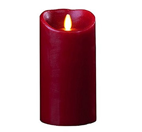 Moving Wick Lumina Wax Candle, 3.5 by 7-Inch Pillar,Red