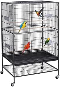 ZENY 52-Inch Bird Cage, Wrought Iron Standing Large Flight King Birdcage with Rolling Stand, Parakeet Parrot Cage for Large Birds Cockatiels African Grey Quaker Amazon Sun Pigeons