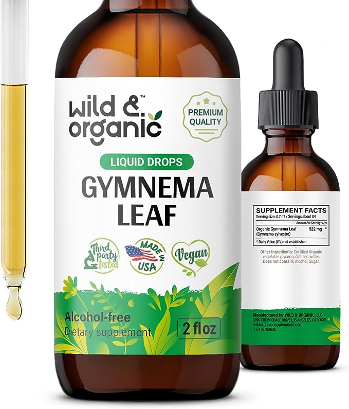 Gymnema Sylvestre Liquid Extract - Organic Gymnema Sylvestre Supplement - Vegan, Alcohol Free Gymnema Sylvestre Drops - 2 fl oz