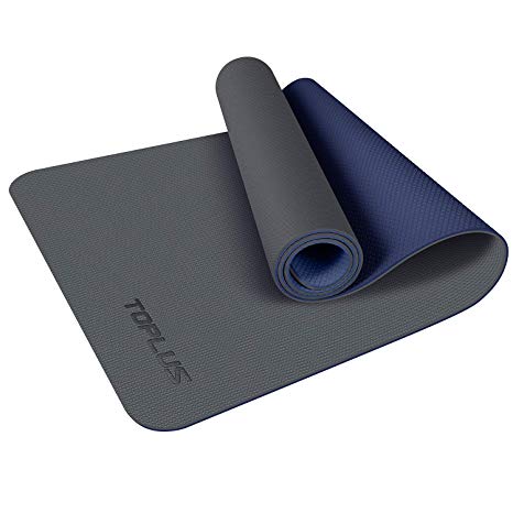 TOPLUS Yoga Mat - Upgraded Yoga Mat Eco Friendly Non-Slip Exercise & Fitness Mat with Carrying Strap, Workout Mat for All Type of Yoga, Pilates and Floor Exercises(1/4 inch-1/8 inch)