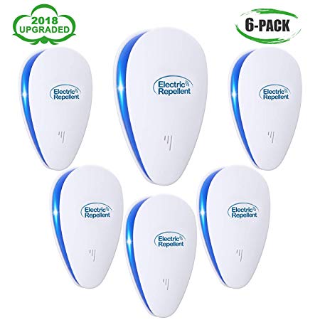 Electronic Ultrasonic Pest Repellent Control Pest Repeller Plug in Reject Bugs Insects Mice Ants Mosquitoes Spiders Flea Rats Rodents and Roach, Child & Pets Safe Controller (6 Packs)