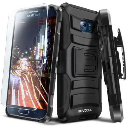 Evocel® Galaxy S7 [Generation Series] Rugged Holster [Kickstand & Belt Swivel Clip]   HD Screen Protector For Samsung Galaxy S7 (SM-G930 / 2016 Release), Black (EVO-SAMS7-AB201)