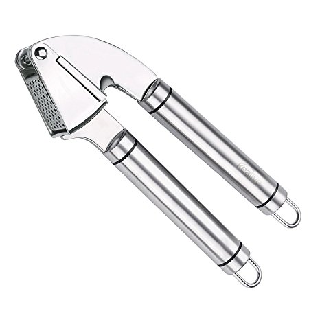 Garlic Press, Kealive Stainless Steel Garlic Mincer and Peeler Set, Durable and Dishwasher Safe Garlic and Ginger Crusher for Kitchen