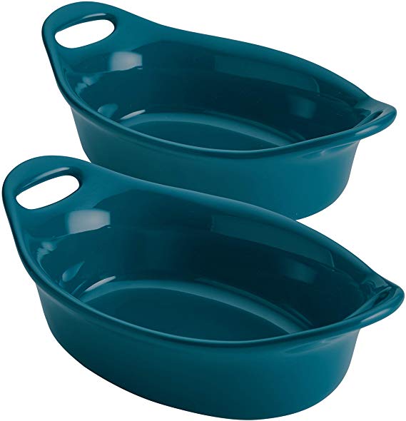 Rachael Ray 47853 2-Piece Stoneware Au Gratin Set, Teal