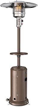 hOmeLabs Gas Patio Heater - 87 Inches Tall Standing Outdoor Heater with Drink Shelf Tabletop - Auto Shut Off Portable 41,000 BTU Power Heater with Simple Ignition System, Wheels and Base Reservoir