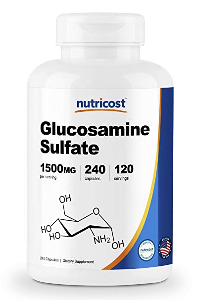 Nutricost Glucosamine Sulfate 750mg, 240 Capsules (1500mg per Serving)