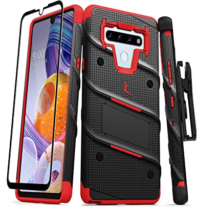 ZIZO Bolt Series for LG Stylo 6 Case with Screen Protector Kickstand Holster Lanyard - Black & Red