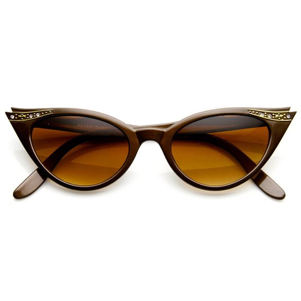 Vintage Inspired Mod Womens Fashion Rhinestone Cat Eye Sunglasses