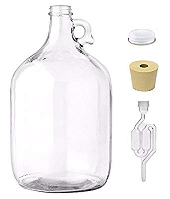 Home Brew Ohio HOZQ8-551 1 gal Jug with Twinbubble Airlock, Metal Cap, 6 Drilled Stopper, Clear