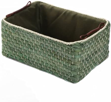 Basket Woven Maize Storage Bins for Drawers, Kingwillow(Green,Large)