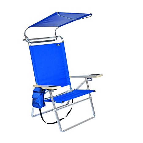 Deluxe 4 position Aluminum Beach Chair w/ Canopy & Storage Pouch