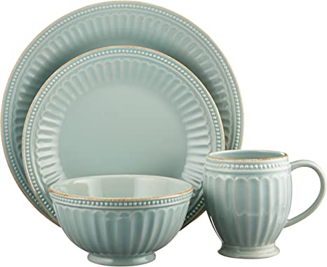 LENOX Ice Blue French Perle Groove 4Pc Place Set, 6.95 LB