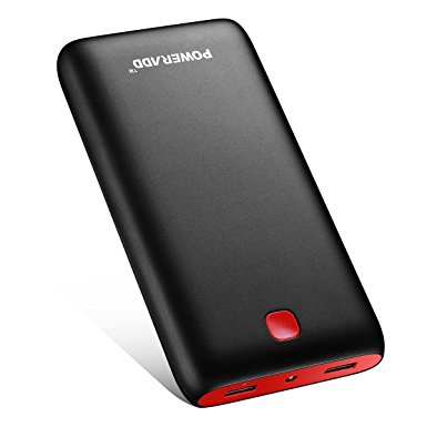 Poweradd Pilot X7 20000mAh Power Bank Dual USB Port External Battery Pack with LED Flashlight for iPhone 7, iPad Pro, Galaxy S8 and More - Black Red