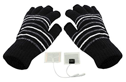 BicycleStore® USB 2.0 Heating Knitting Half & Full Finger Winter Warm Hand Gloves Black