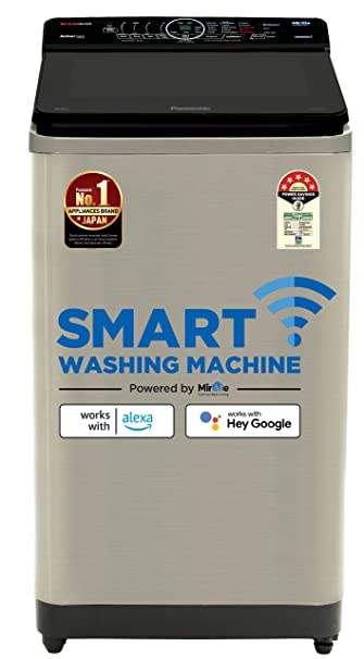 Panasonic 8 Kg Wifi Built-In Heater Fully-Automatic Top Loading Smart Washing Machine (NA-F80V10SRB, Stainless Steel, Compatible with Alexa)