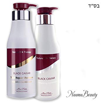 Mon Platin Black Caviar Natural Silk Therapy Shampoo and Conditioner Set (2 items) : Total Repair Shampoo For Dry / Colored Hair & Total Reviving Conditioner (17oz/500ml each)