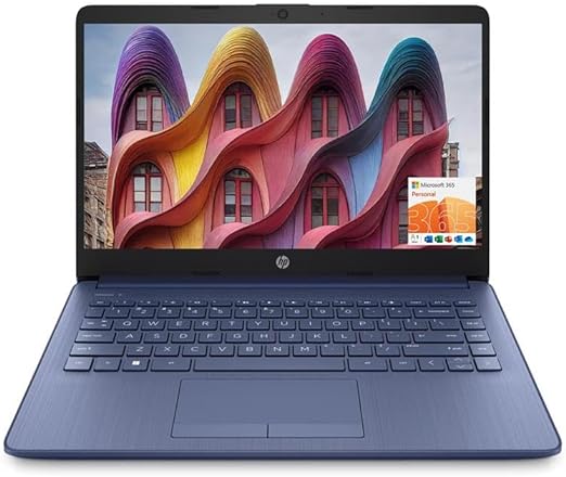 HP Portable Laptop (Include 1 Year Microsoft 365), 14’’ HD Display, 8GB RAM, 64GB eMMC, Intel Quad-Core N4120, Student and Business, Webcam, HDMI, Wi-Fi, RJ-45, Windows 11 Home, Grayish Blue