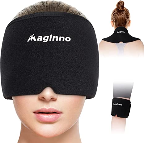 Migraine Headache Cold Hat,Headache Relief Cap,Headache Migraine Relief Cap Stretchable Adjustable Flexible Gel Cold Compressed Natural Therapy Reusable Ice Pack for Head,Eyes,Legs,Neck,Stress Relief