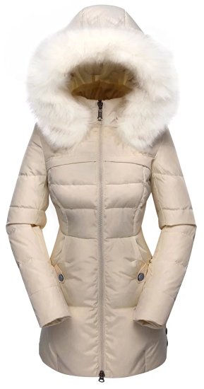 Valuker Women's Down Coat With Fur Hood With 90% Down Parka Puffer Jacket